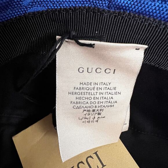 Gucci Econyl Blue Black Nylon Monogram Bucket Hat, S57cm - Picture 6 of 11